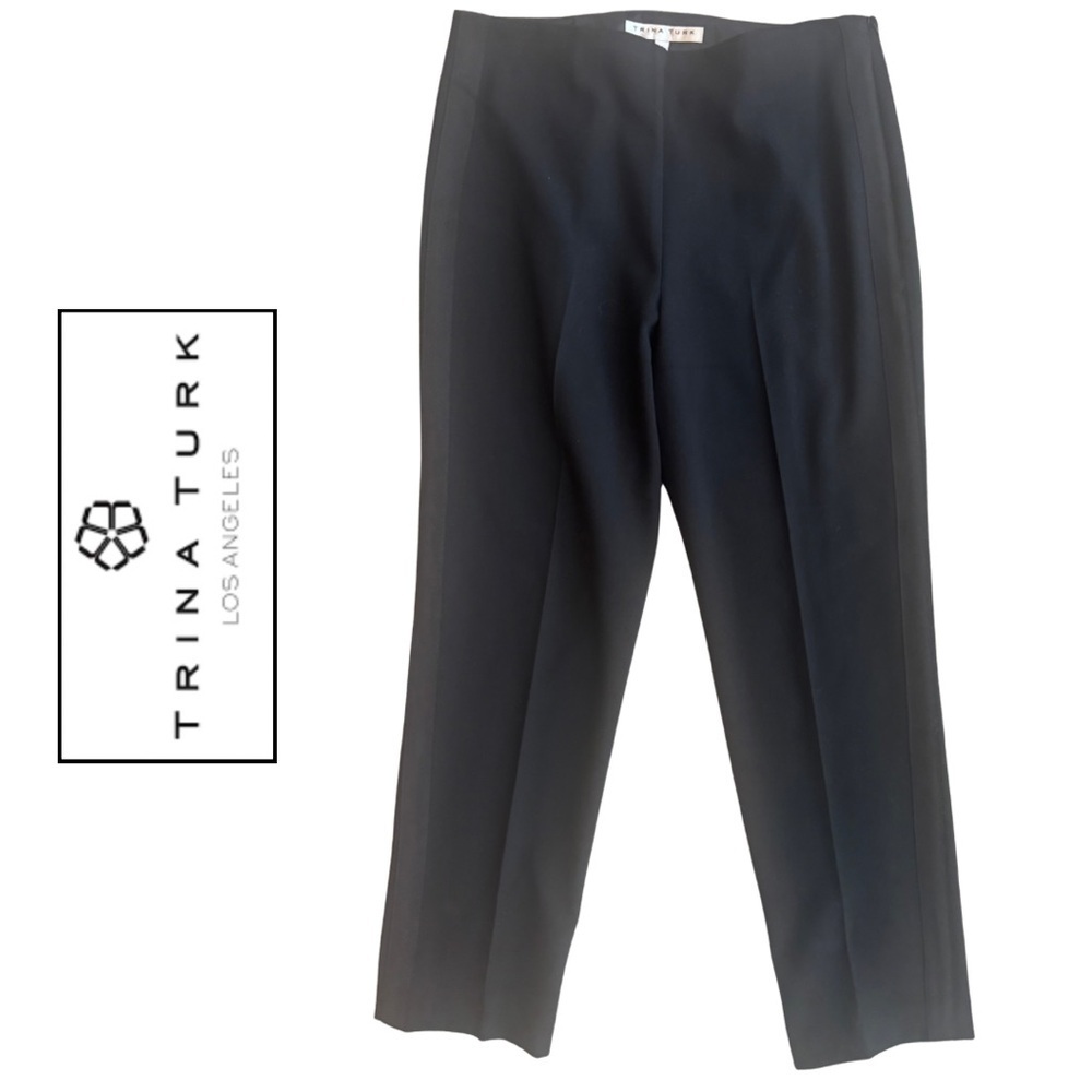 Trina Turk Elegant straight leg formal Black Dress Pants 8 stretch spandex